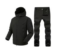 Generisch Combinaison d'hiver 2 pièces en polaire pour homme - Imperméable - Coupe-vent - Veste tactique en softshell - Pantalon respirant - Combinaison de combat - Combinaison d'alpinisme chaude avec