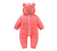 Generisch Combinaison d'hiver chaude pour nouveau-né bébé garçon avec oreilles d'ours - Manteau en duvet - Grenouillère rembourrée - Veste d'extérieur deux pièces pour enfant, rouge, 0-3 mois