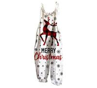 Generisch Combinaison élégante à manches longues pour femme avec imprimé de Noël pour toutes les saisons, Blanc., M