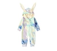 Generisch Combinaison en velours pour bébé avec manches longues, fermeture éclair sur le devant, pour nouveau-né, tissu en coton doux, oreilles de lapin, vêtements idéaux pour le printemps, lilas, 12