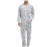 Generisch Combinaison imprimée étoilée pour homme - Combinaison à manches longues - Pyjama une pièce - Combinaison complète - Combinaison d'intérieur - Combinaison d'hiver épaisse - Sweat à capuche