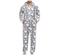 Generisch Combinaison imprimée étoilée pour homme - Combinaison à manches longues - Pyjama une pièce - Combinaison complète - Combinaison d'intérieur - Combinaison d'hiver épaisse - Sweat à capuche