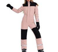 Generisch Combinaison isolée pour femme - Combinaison de ski d'hiver - Coupe-vent - Pour activités de plein air, Rose clair, L