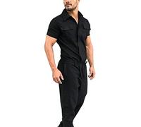 Generisch Combinaison longue pour homme - Baggy - Coupe ajustée - Couleur unie - Élégant - Pantalon de loisirs léger - Pantalon de travail classique décontracté - Pantalon fonctionnel pour homme, Noir