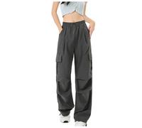 Generisch Combinaison pour femme avec coupe ajustée comme survêtement décontracté avec pantalon droit, gris foncé, M