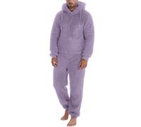 Generisch Combinaison pour homme avec doublure en polaire, fermeture éclair sur toute la longueur à l'avant comme pyjama chaud, vêtement de détente confortable pour les activités d'hiver en intérieur