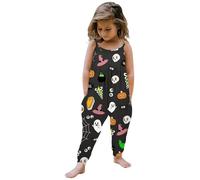 Generisch Combinaison sans manches pour bébé fille - Imprimé Halloween - Tenue pantalon - Vêtements, Noir , 5-6 ans