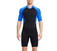 Generisch Combinaison shorty en néoprène pour homme - Séchage rapide - Avec fermeture éclair à l'avant - Résistant aux UV - Maillot de bain extensible - Pour sports nautiques - Surf, O bleu., XL