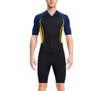 Generisch Combinaison shorty en néoprène pour homme - Séchage rapide - Avec fermeture éclair à l'avant - Résistant aux UV - Maillot de bain extensible - Pour sports nautiques - Surf, O jaune., XL