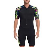 Generisch Combinaison shorty en néoprène pour homme - Séchage rapide - Avec fermeture éclair à l'avant - Résistant aux UV - Maillot de bain extensible - Pour sports nautiques - Surf, O Noir., 3XL