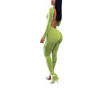 Generisch Combinaisons pour femmes Combinaison sportive : combinaison élégante dos nu Activewear Yoga Une pièce Couleur unie Bodycon Body extensible Justaucorps Shape Bodybuilding Pantalon Slim Fit