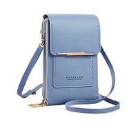 Generisch Commerce extérieur pour femmes Portefeuille multifonction à écran tactile à une épaule en PU pour téléphone portable Sac à bandoulière Sacs en film de protection, bleu, Taille unique