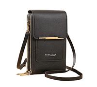 Generisch Commerce extérieur pour femmes Portefeuille multifonction à écran tactile à une épaule en PU pour téléphone portable Sac à bandoulière Sacs en film de protection, Noir , Taille unique