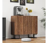 Generisch Commode 80 x 40 x 78 cm - Série poésie à feuilles - Aspect noyer foncé avec feuillage - Portes push-to-ouvertes, pieds en métal - Design moderne pour salon et couloir
