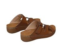 generisch Compatible avec les chaussures de moto pour femme - Sandales de plage à talons creux - Pantoufles décontractées - Sandales rétro - Chaussures hautes pour femme - Talon d'hiver, marron, 42 EU