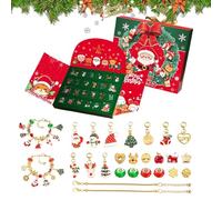 Generisch Compte à rebours jusqu'à Noël - Boucles d'oreilles à breloques - Ensemble de bijoux de Noël de 24 jours - Pour Halloween, fêtes saisonnières, Thanksgiving, Saint-Valentin, adolescents