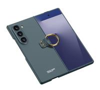 Generisch Coque fine pour Samsung Galaxy Z Fold 7, Protection d'objectif tout compris, Coque mate avec anneau en métal, Couvercle de téléphone résistant aux chocs, Vert