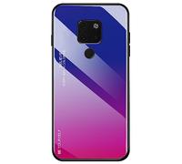 generisch Coque pour Huawei Mate 20, Verre Trempé Arrière en Dégradé + Bords Couvrants Silicone TPU Souple Hybride Étui Antichoc Anti Rayures Case pour Huawei Mate 20 (Bleu-Rose)