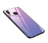 generisch Coque pour Huawei P20 Lite, Verre Trempé Arrière en Dégradé + Bords Couvrants Silicone TPU Souple Hybride Étui Antichoc Anti Rayures Case pour Huawei P20 Lite (Rose-Violet)