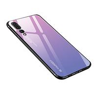 generisch Coque pour Huawei P20 Pro, Verre Trempé Arrière en Dégradé + Bords Couvrants Silicone TPU Souple Hybride Étui Antichoc Anti Rayures Case pour Huawei P20 Pro (Rose-Violet)