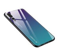 generisch Coque pour Huawei P20 Pro, Verre Trempé Arrière en Dégradé + Bords Couvrants Silicone TPU Souple Hybride Étui Antichoc Anti Rayures Case pour Huawei P20 Pro (Violet-Bleu)