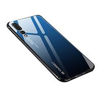 generisch Coque pour Huawei P20 Pro, Verre Trempé Arrière en Dégradé + Bords Couvrants Silicone TPU Souple Hybride Étui Antichoc Anti Rayures Case pour Huawei P20 Pro (Bleu-Noir)