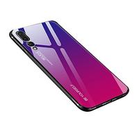 generisch Coque pour Huawei P20 Pro, Verre Trempé Arrière en Dégradé + Bords Couvrants Silicone TPU Souple Hybride Étui Antichoc Anti Rayures Case pour Huawei P20 Pro (Bleu-Rose)