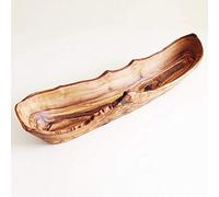Generisch Corbeille à pain allongée, longueur au choix, coupe à baguette, coupe à fruits en bois d'olivier fait main (28 à 30 cm)