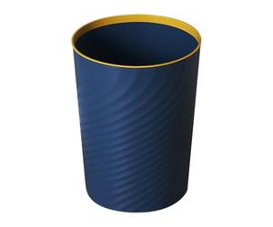 Generisch Corbeille à papier ronde en plastique, petite poubelle de salle de bain, pour cuisine, chambre, bureau, dortoir, facile à nettoyer (bleu marine, 24,6 cm)