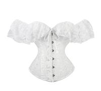 Generisch Corset à lacets pour femme - Dentelle - Imprimé floral - Vintage - Corset sous la poitrine - Fermeture avant - Bustier - Corset de taille - Sous-vêtements moulants d'Halloween, Blanc., 3XL