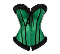 Generisch Corset d'Halloween pour femme - Bustier - Haut de cravate - Satin - Dentelle gothique - Corset vampire - Vintage - Corset - Bustier - Corset moulant - Court, O Vert., XXXXL