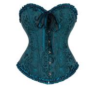 Generisch Corset femme bustier corset top pour femme pleine poitrine corset corset à lacets taille sculptante lingerie sexy femme corsages imprimé floral gothique vintage, bleu-a, XXL