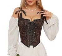 Generisch Corset gothique 2025 pour femme pour les spectacles sur scène parfait Halloween fête de la bière élégante coupe polyvalente idéale toute saison ceinture ventrale, café, 3XL