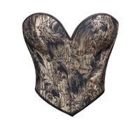 Generisch Corset pour femme - Style Renaissance - Style Renaissance - Vintage - Imprimé floral - Bustier - Corset avec ceinture - Lingerie pour fête et mariage, Noir , 3XL