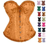 Generisch Corset pour femme ventre plat Halloween Costume Body Shaper Corset de Noël Taille Entraîneur Corset Top Carnaval Loisirs Gothique Vintage Corsage Bustier Corset, G-gold, L
