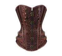 Generisch Corset steampunk pour femme à buste intégral en cuir synthétique - Corsage corset de pirate - Corset d'Halloween - Haut corset - Costume de pirate - Haut gothique, marron, XS