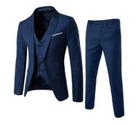 Generisch Costume 3 pièces pour homme - Coupe moderne - Pour mariage, affaires, témoin, bal de fin d'année, veste - Pantalon - Sans repassage - Facile d'entretien, Marine, 3XL