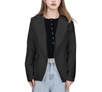 Generisch Costume à revers formel pour fille - Couleur unie - Cadeau pour enfants - Veste d'hiver - Tenue de Noël, Noir , 9-10 ans
