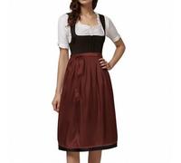 Generisch Costume allemand Oktoberfest pour femme dans un style classique bavarois comme robe de fête cosplay unie avec tablier décoratif, marron, M