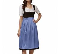 Generisch Costume allemand Oktoberfest pour femme dans un style classique bavarois comme robe de fête cosplay unie avec tablier décoratif, bleu clair, S