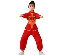 Generisch Costume chinois pour garçons et filles Uniformes d'entrainement Arts traditionnels Wing Chun Tenues, rouge, 7-8 ans