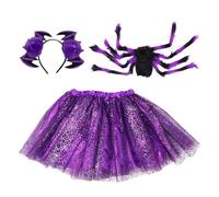 Generisch Costume d'araignée d'Halloween et jupe pour robe inspirée de Arachnid pour enfants | 4 Pipistrello complet pour bébé fille avec pour déguisement de fête capillaire cosplay horreur