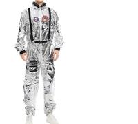 Generisch Costume d'astronaute pour homme et femme - Costume d'astronaute spatial argenté - Combinaison adulte - Costume d'espace pour cosplay, carnaval, Halloween