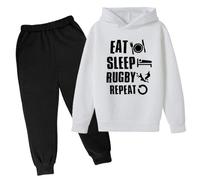 Generisch Costume de baptême pour bébé garçon fans de football - Cadeau de sport - Sweatshirt de rugby - Sport rétro - Survêtement pour enfants garçons et filles - Pull à capuche - Pantalon - Tenue de
