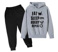 Generisch Costume de baptême pour bébé garçon fans de football - Cadeau de sport - Sweatshirt de rugby - Sport rétro - Survêtement pour enfants garçons et filles - Pull à capuche - Pantalon - Tenue de