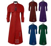 Generisch Costume de cardinal, de prêtre, de religieux - Vêtement médiéval pour l'Église catholique - Robe pour clergé - Thobe de prêtre - Cosplay Renaissance - Col montant - Costumes de carnaval et