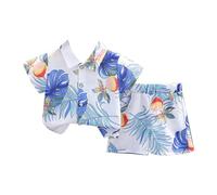 Generisch Costume de carnaval pour bébé 80 - Manches courtes - Imprimé botanique tropical - Ensemble chemise et short - Costume pour tenues d'hiver nouveau-né bébé, Blanc., 1-2 ans