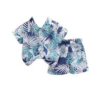 Generisch Costume de carnaval pour bébé 80 - Manches courtes - Imprimé botanique tropical - Ensemble chemise et short - Costume pour tenues d'hiver nouveau-né bébé, Vert menthe., 1-2 ans