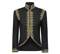 Generisch Costume de carnaval pour homme - Charmant costume de palais - Prince doré - Veste brodée victorienne rétro - Smoking Renaissance Court - Uniforme médiéval - Veste steampunk pour Halloween