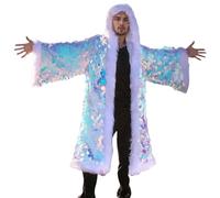 Generisch Costume de carnaval pour homme - Veste à paillettes LED cool avec éclairage - Unisexe - Haut performance pour festival, fête, spectacle sur scène - Vêtement fonctionnel moderne avec effet